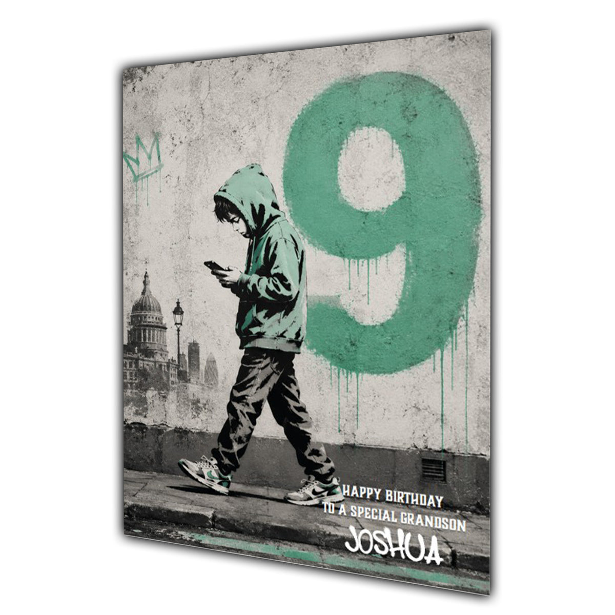 9th Birthday Card For Boys, Grandson, Son, Nephew, Godson, Great, Personalised, Trendy, Modern,