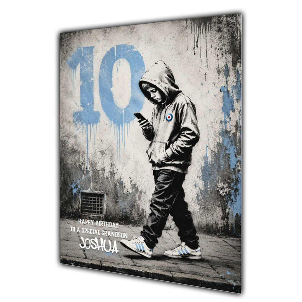 10th Birthday Card For Boys, Grandson, Son, Nephew, Godson, Great, Personalised, Trendy, Modern,