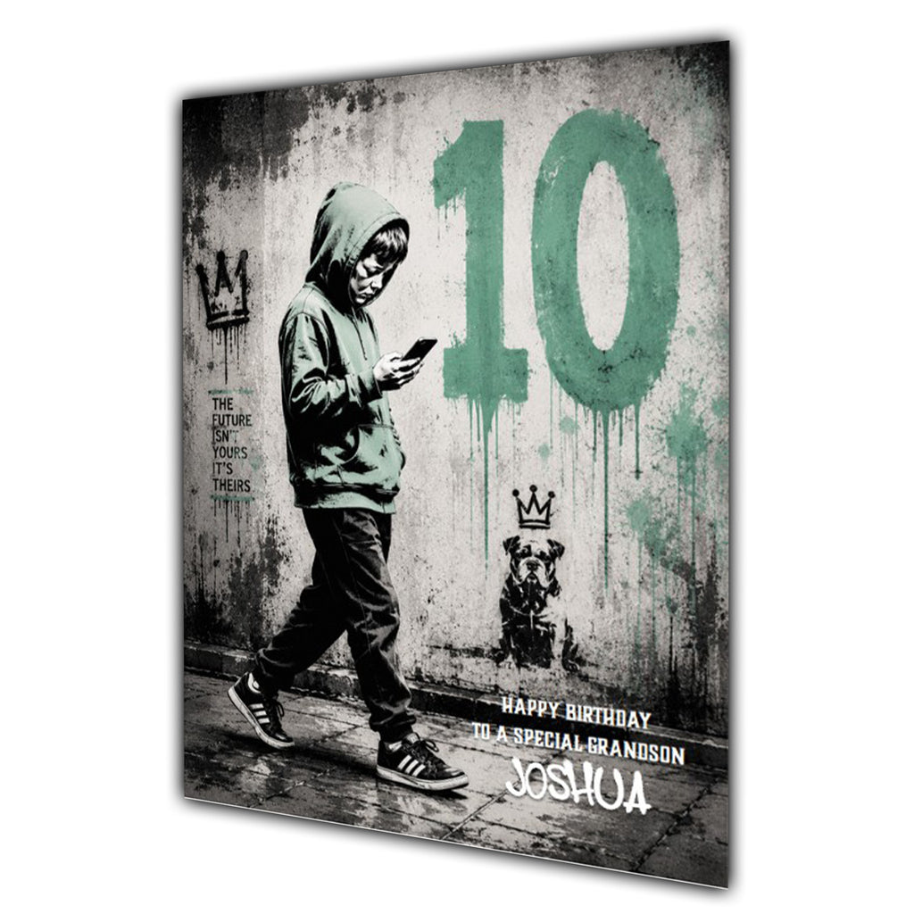 10th Birthday Card For Boys, Grandson, Son, Nephew, Godson, Great, Personalised, Trendy, Modern,