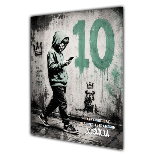 10th Birthday Card For Boys, Grandson, Son, Nephew, Godson, Great, Personalised, Trendy, Modern,