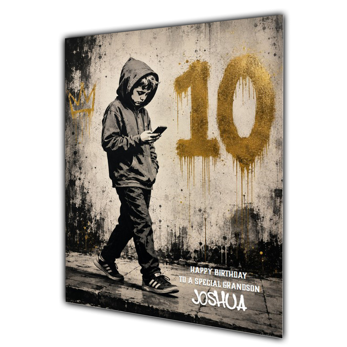 10th Birthday Card For Boys, Grandson, Son, Nephew, Godson, Great, Personalised, Trendy, Modern,