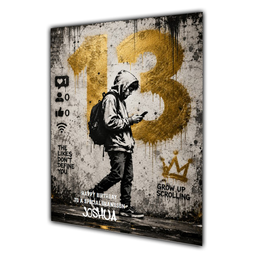 13th Birthday Card for Boys Personalised, Son, Grandson, Nephew,  A5 Size