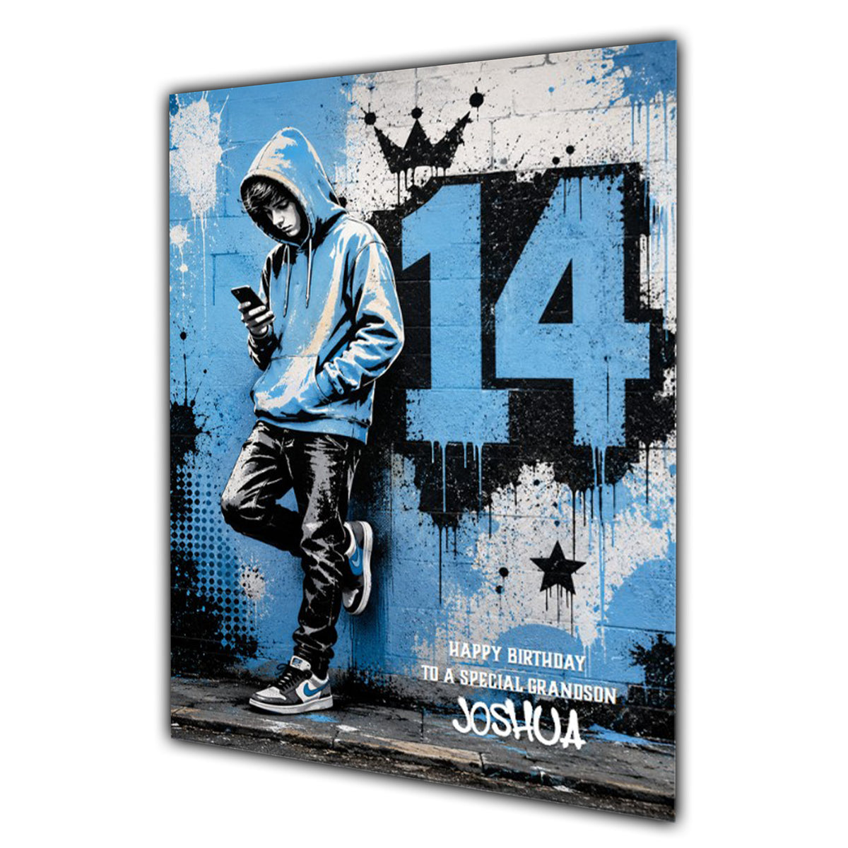 14th Birthday Card for Boys Personalised, Son, Grandson, Nephew,  A5 Size