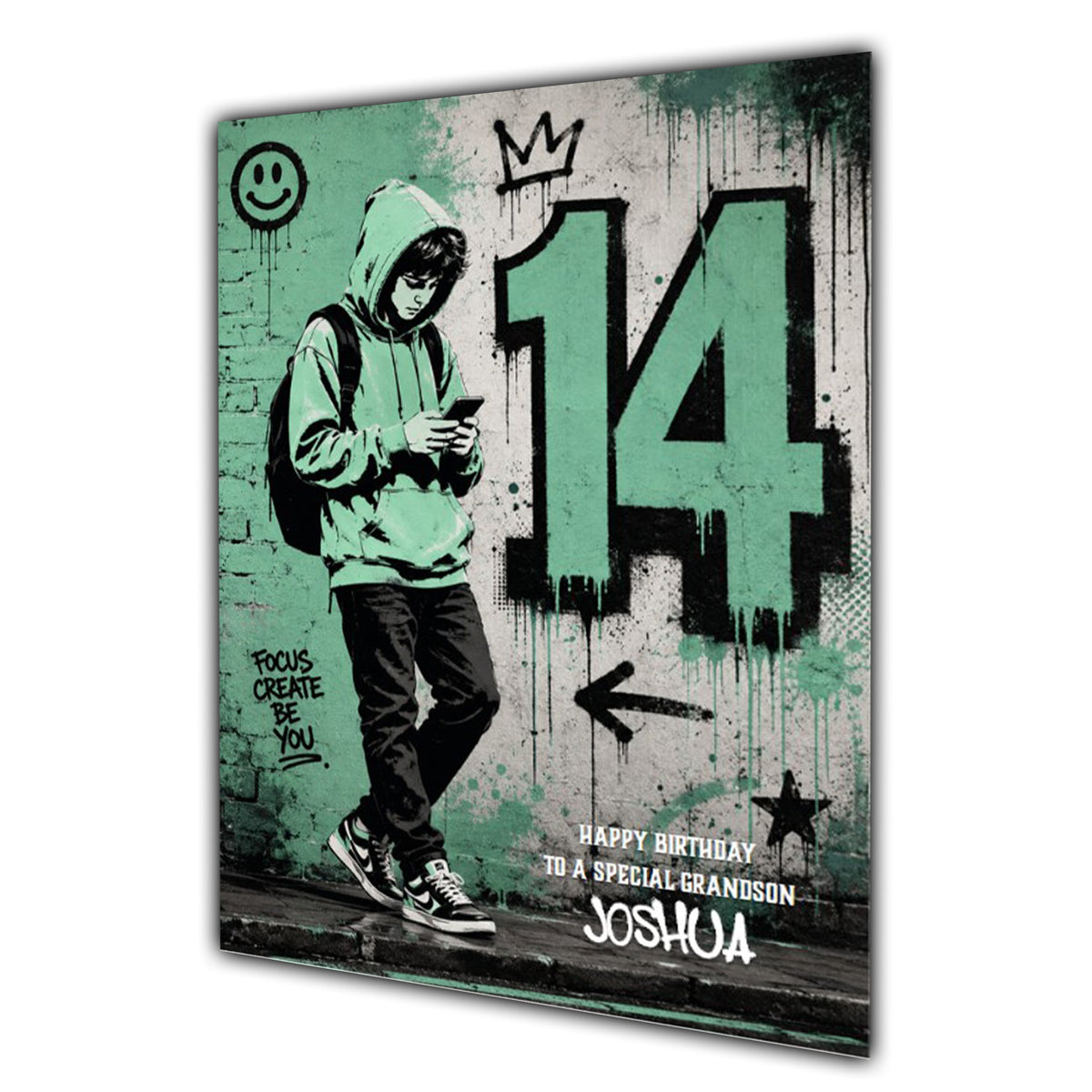 14th Birthday Card for Boys Personalised, Son, Grandson, Nephew,  A5 Size
