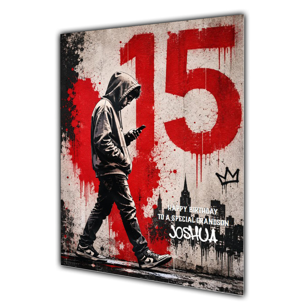 15th Birthday Card for Boys Personalised, Son, Grandson, Nephew,  A5 Size
