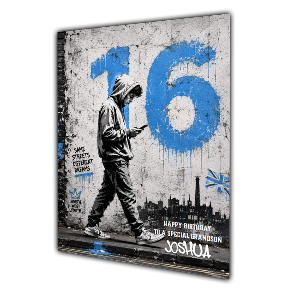 16th Birthday Card for Boys Personalised, Son, Grandson, Nephew,  A5 Size