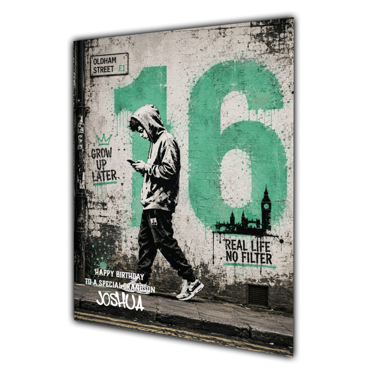 16th Birthday Card for Boys Personalised, Son, Grandson, Nephew,  A5 Size