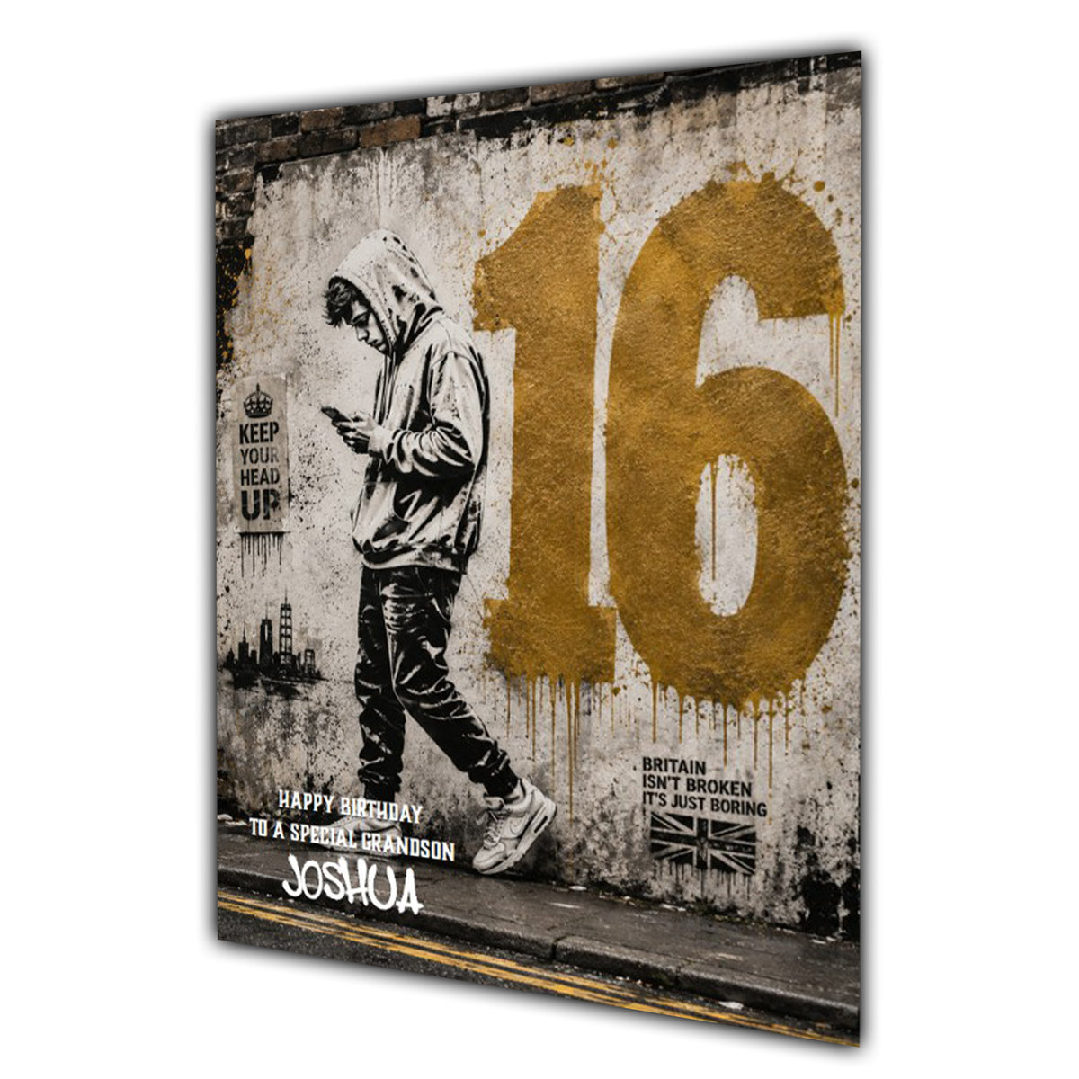 16th Birthday Card for Boys Personalised, Son, Grandson, Nephew,  A5 Size