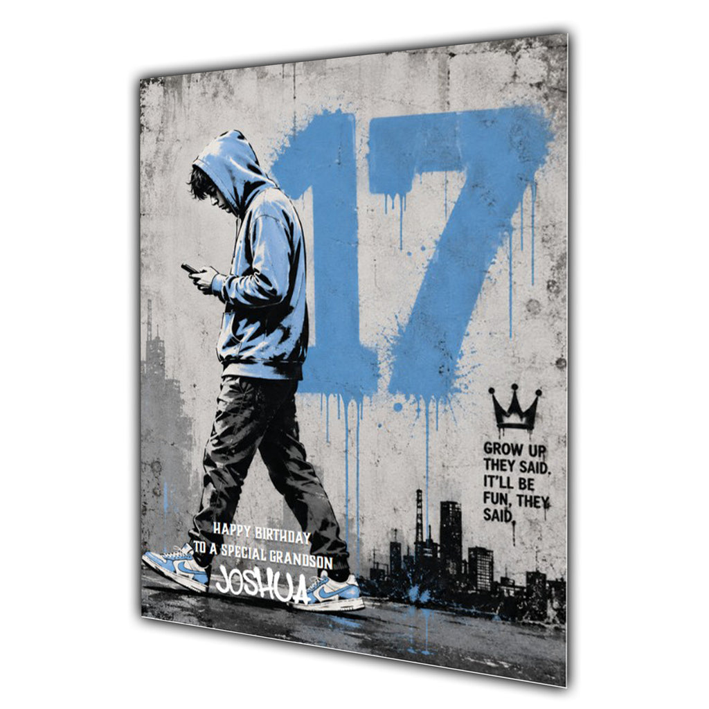 17th Birthday Card for Boys Personalised, Son, Grandson, Nephew,  A5 Size