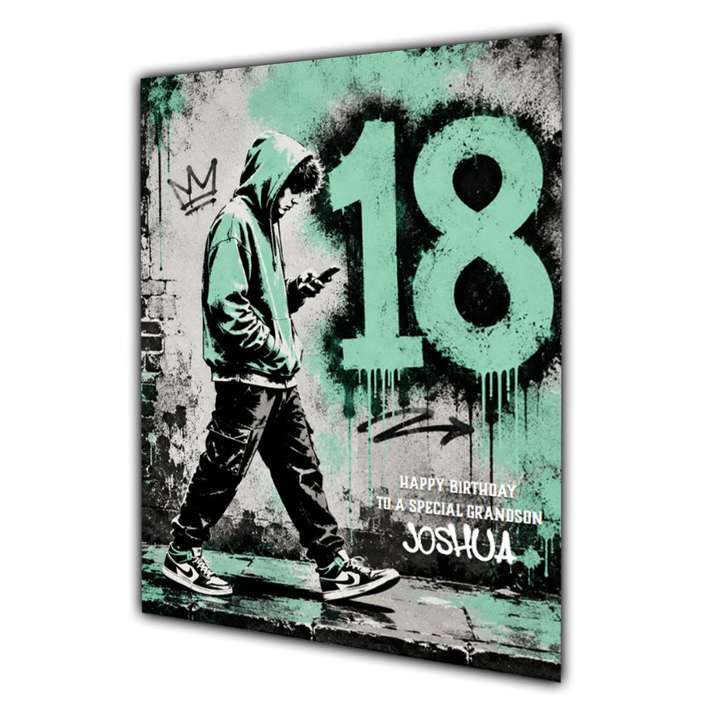18th Birthday Card for Boys Personalised, Son, Grandson, Nephew,  A5 Size