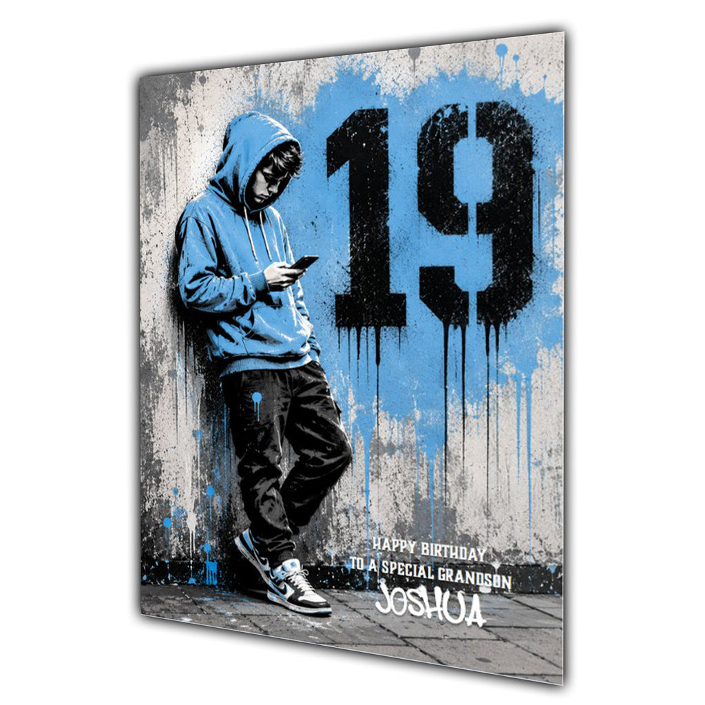 19th Birthday Card for Boys Personalised, Son, Grandson, Nephew,  A5 Size