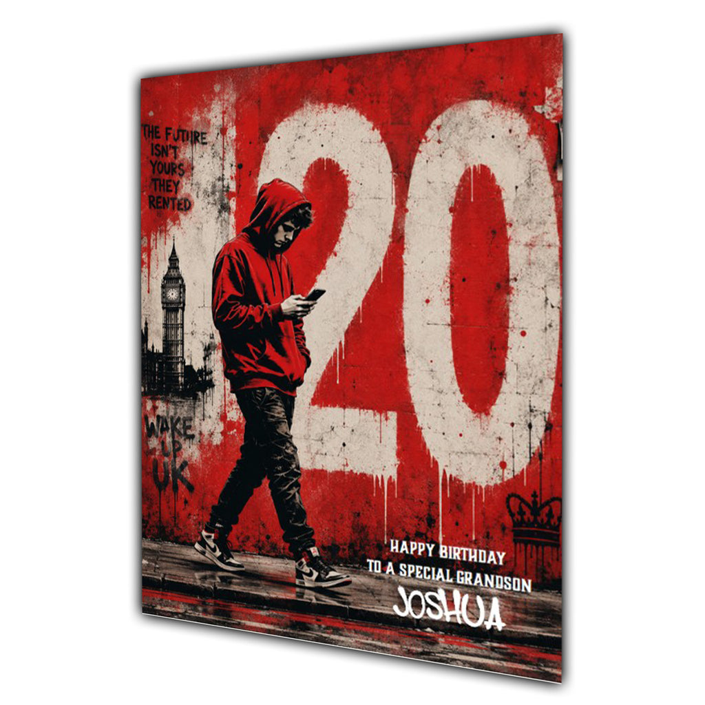 20th Birthday Card for Boys Personalised, Son, Grandson, Nephew,  A5 Size