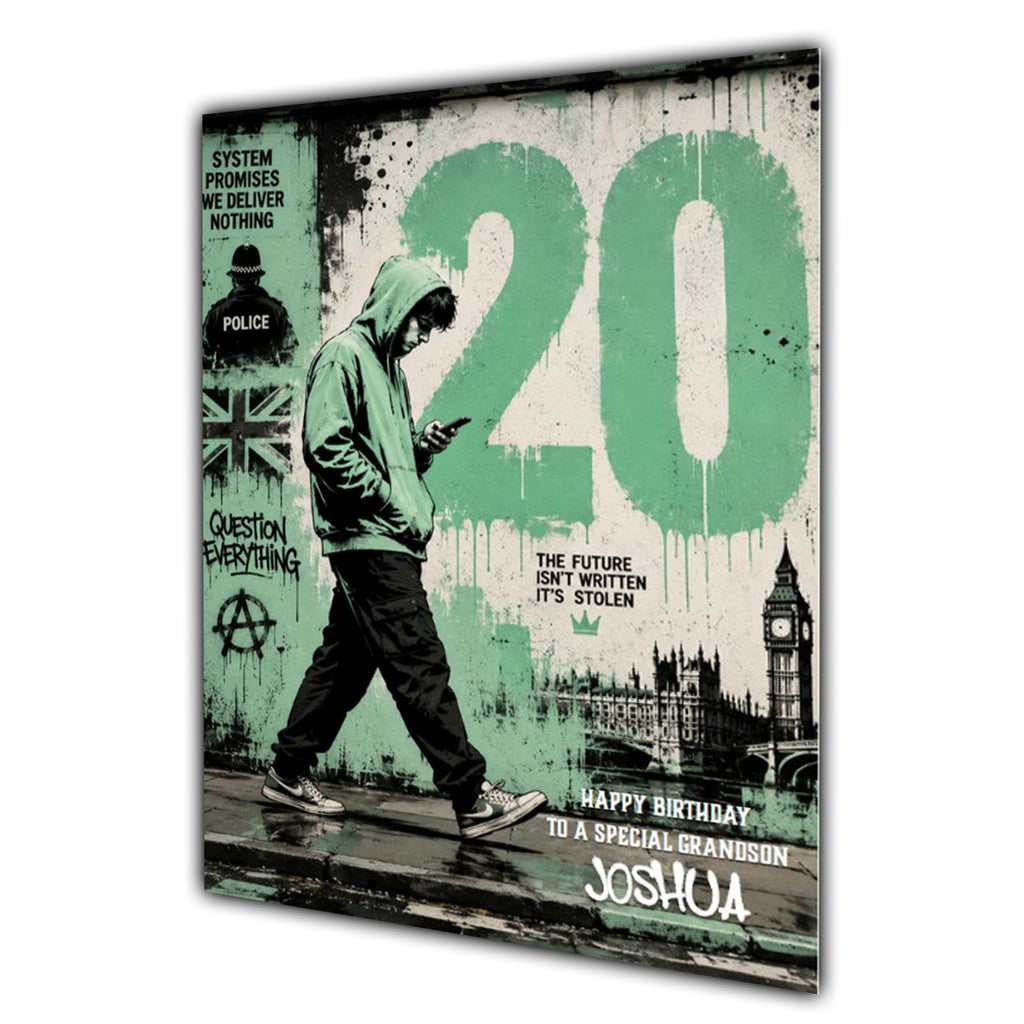 20th Birthday Card for Boys Personalised, Son, Grandson, Nephew,  A5 Size