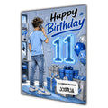 11th Birthday Card for Boys Personalised, Son, Grandson, Nephew,  A5 Size