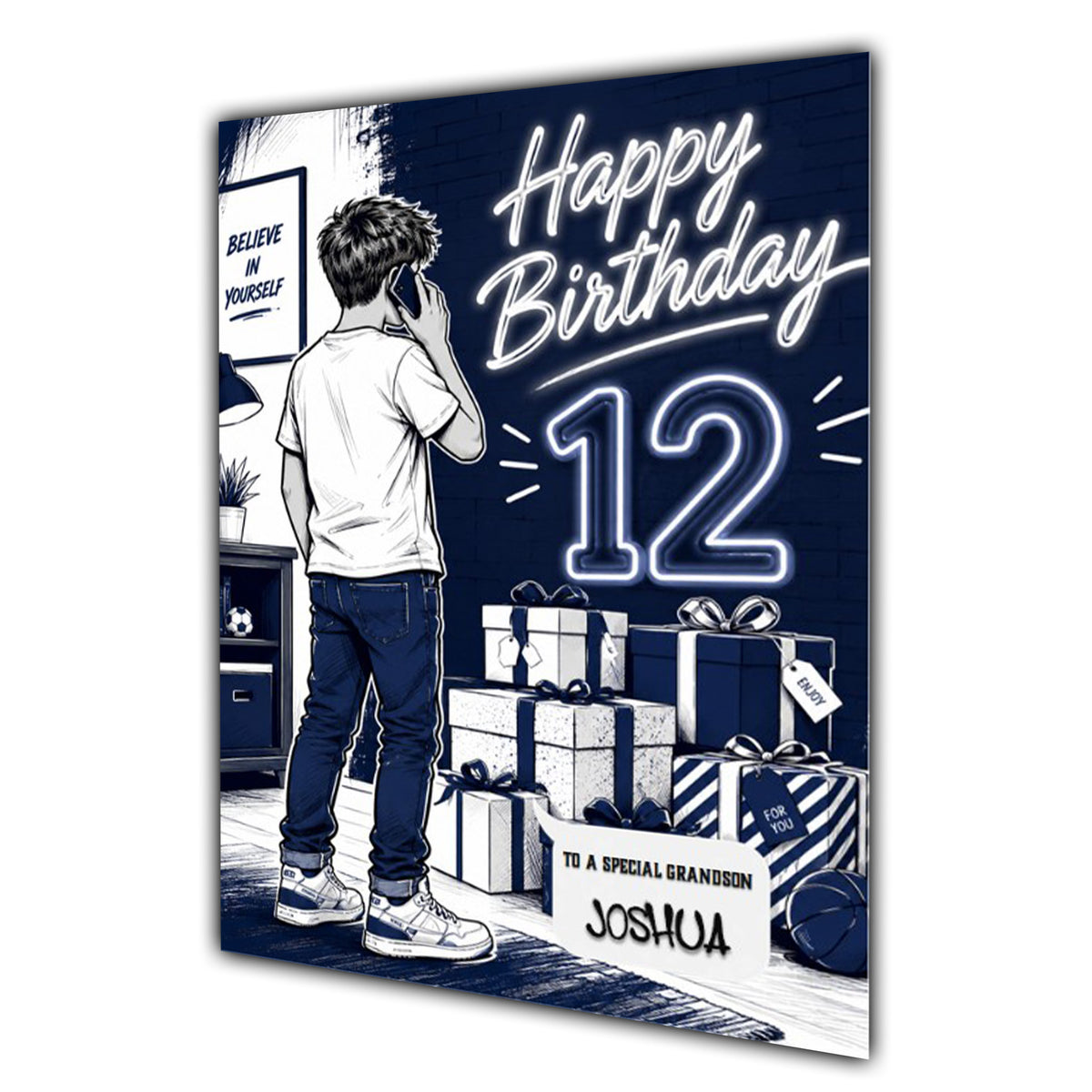 12th Birthday Card for Boys Personalised, Son, Grandson, Nephew,  A5 Size
