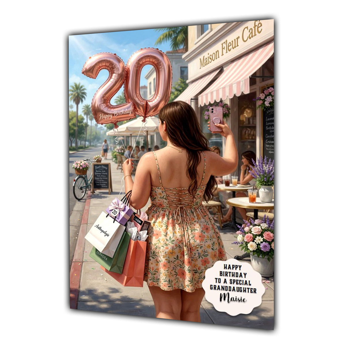 20th Birthday Card Girl, Granddaughter, Daughter, Niece, Large A5 Size
