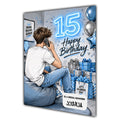 15th Birthday Card for Boys Personalised, Son, Grandson, Nephew,  A5 Size