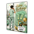 17th Birthday Card For Boys, Grandson, Son, Nephew, Godson, Great, Personalised, Trendy, Modern, Mobile,