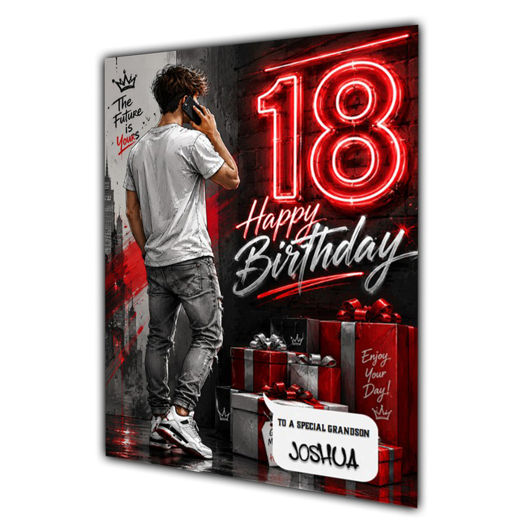 18th Birthday Card for Boys Personalised, Son, Grandson, Nephew,  A5 Size