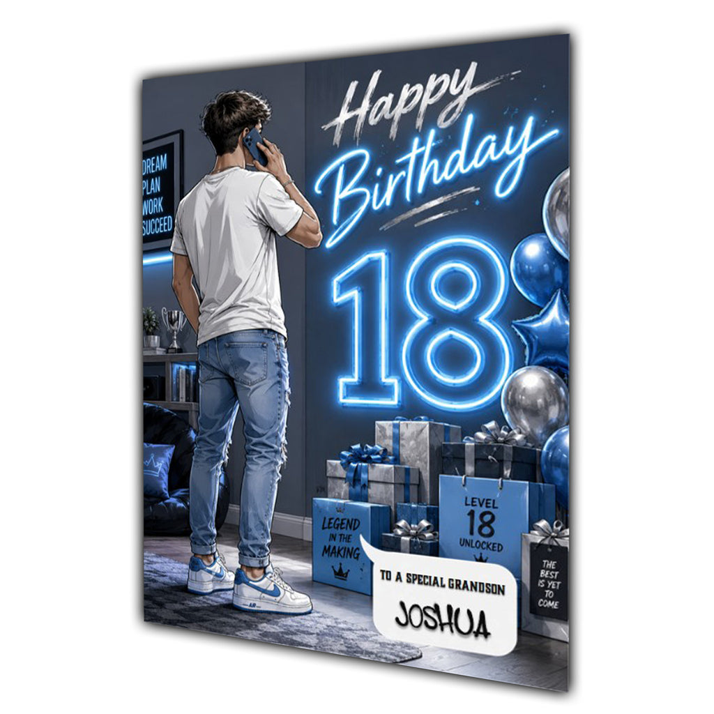18th Birthday Card for Boys Personalised, Son, Grandson, Nephew,  A5 Size