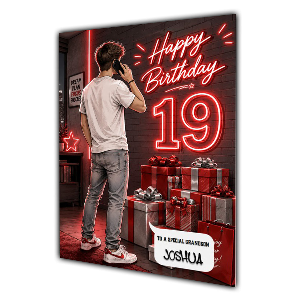 19th Birthday Card for Boys Personalised, Son, Grandson, Nephew,  A5 Size