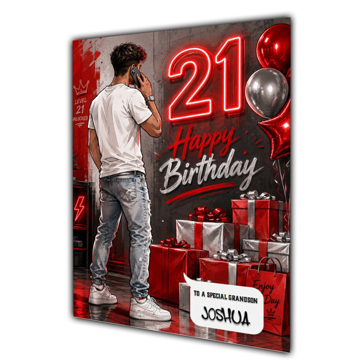 21st Birthday Card for Boys Personalised, Son, Grandson, Nephew,  A5 Size