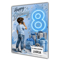 8th Birthday Card for Boys Personalised, Son, Grandson, Nephew,  A5 Size