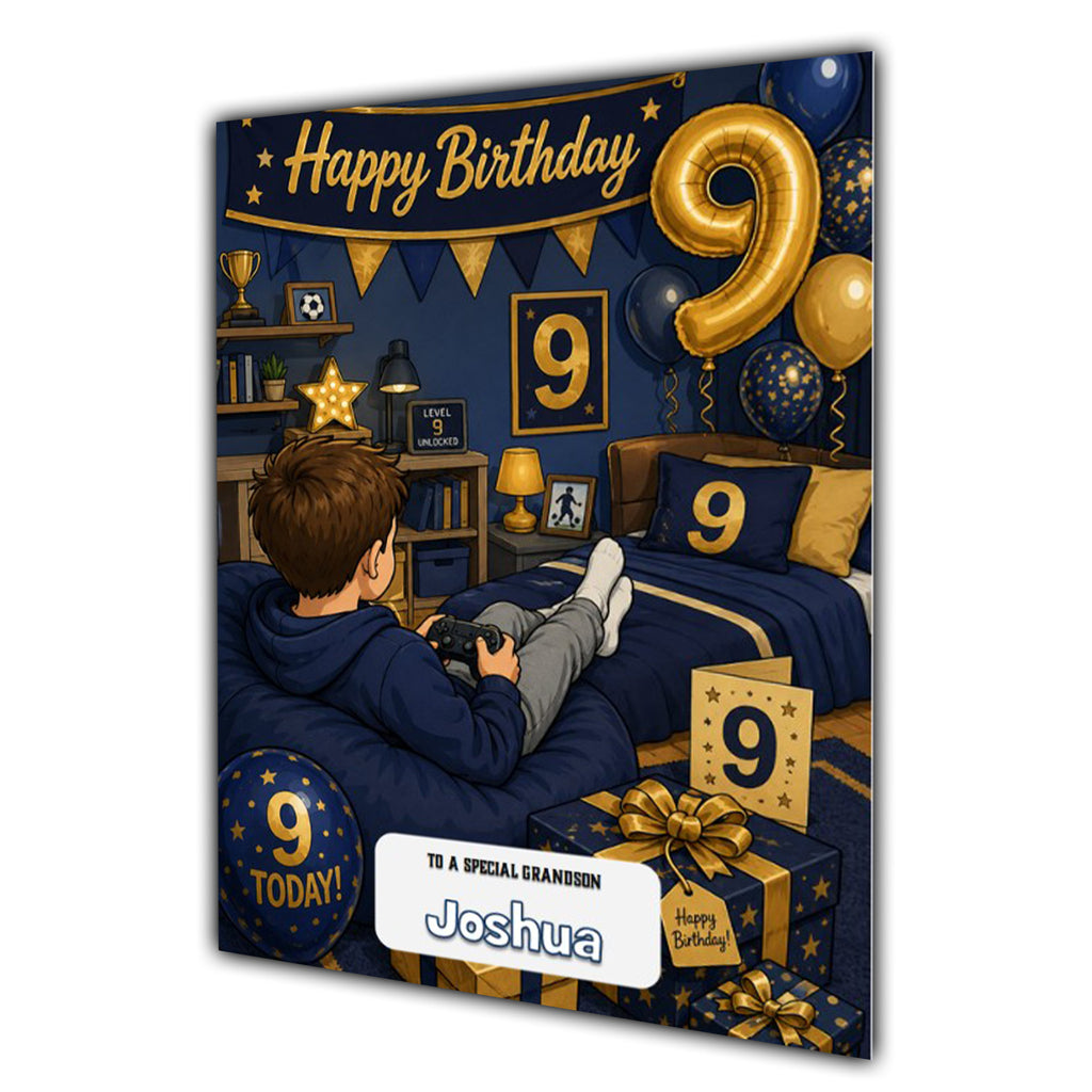9th Birthday Card for Boys Personalised, Son, Grandson, Nephew,  A5 Size