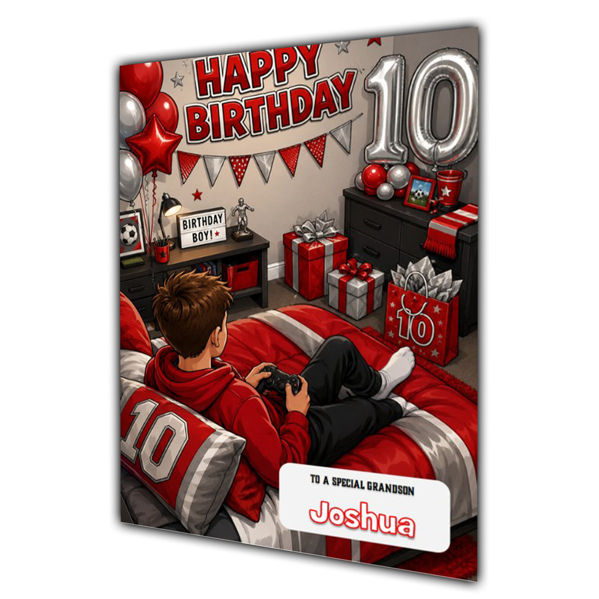 10th Birthday Card for Boys Personalised, Son, Grandson, Nephew,  A5 Size