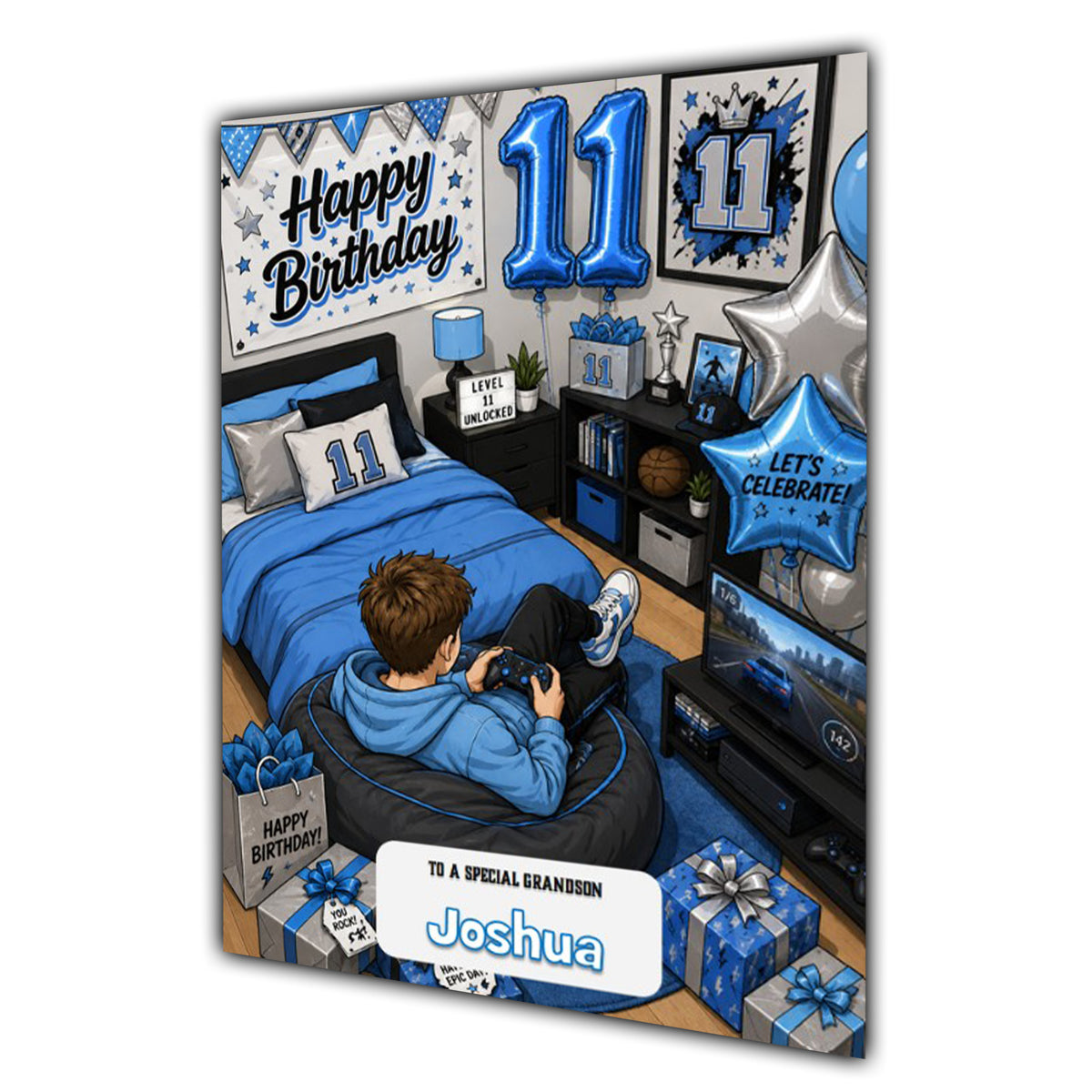 11th Birthday Card for Boys Personalised, Son, Grandson, Nephew,  A5 Size
