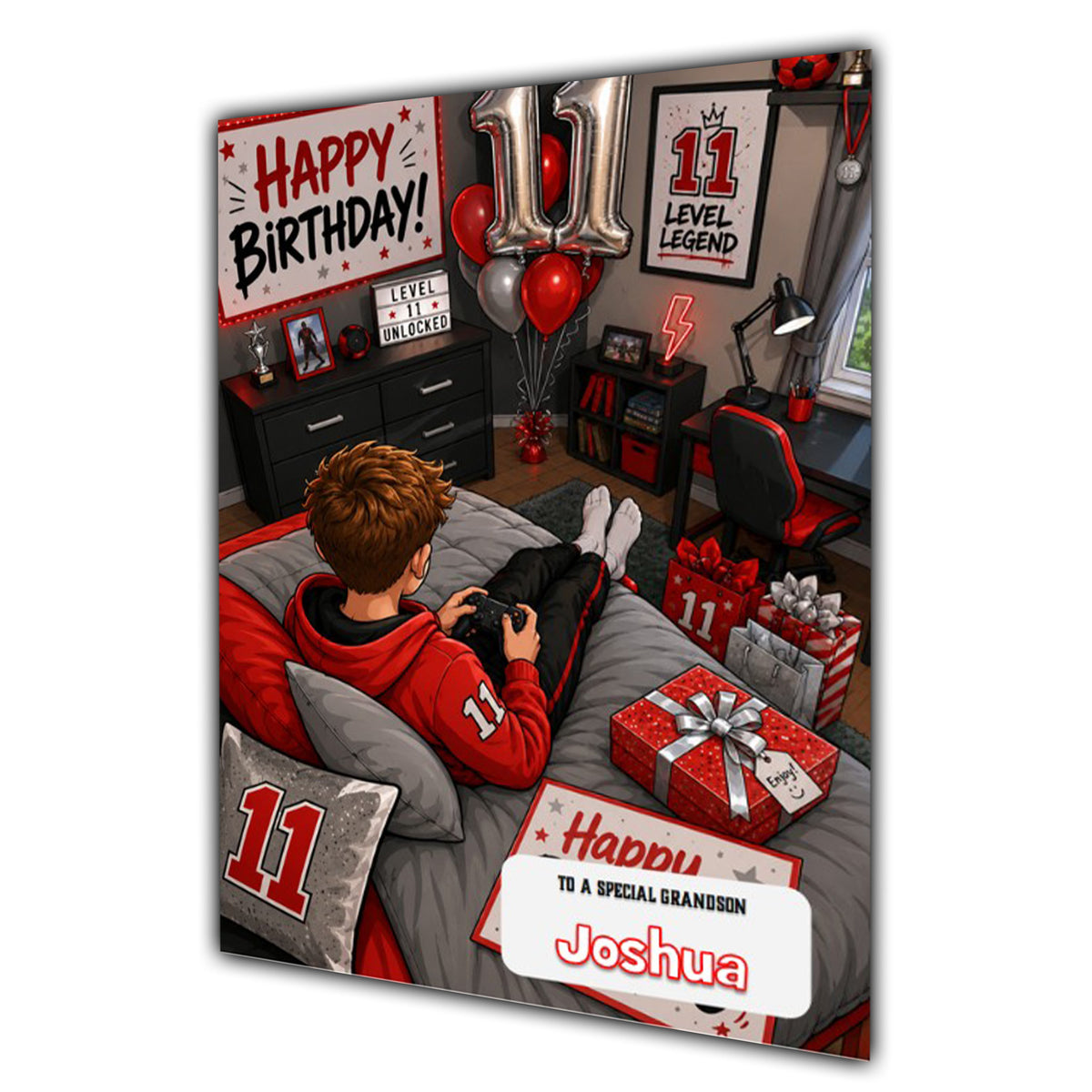 11th Birthday Card for Boys Personalised, Son, Grandson, Nephew,  A5 Size