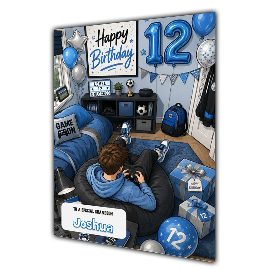 12th Birthday Card for Boys Personalised, Son, Grandson, Nephew,  A5 Size