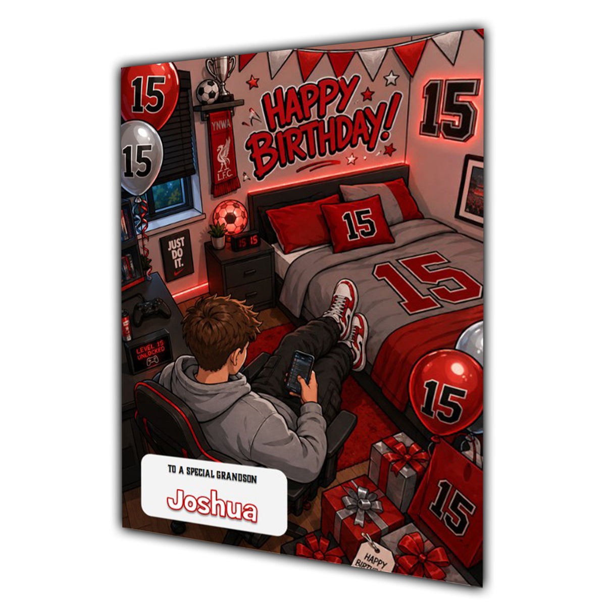 15th Birthday Card for Boys Personalised, Son, Grandson, Nephew,  A5 Size