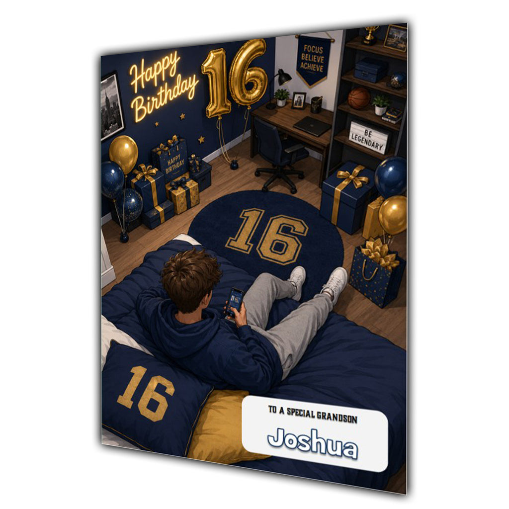 16th Birthday Card for Boys Personalised, Son, Grandson, Nephew,  A5 Size