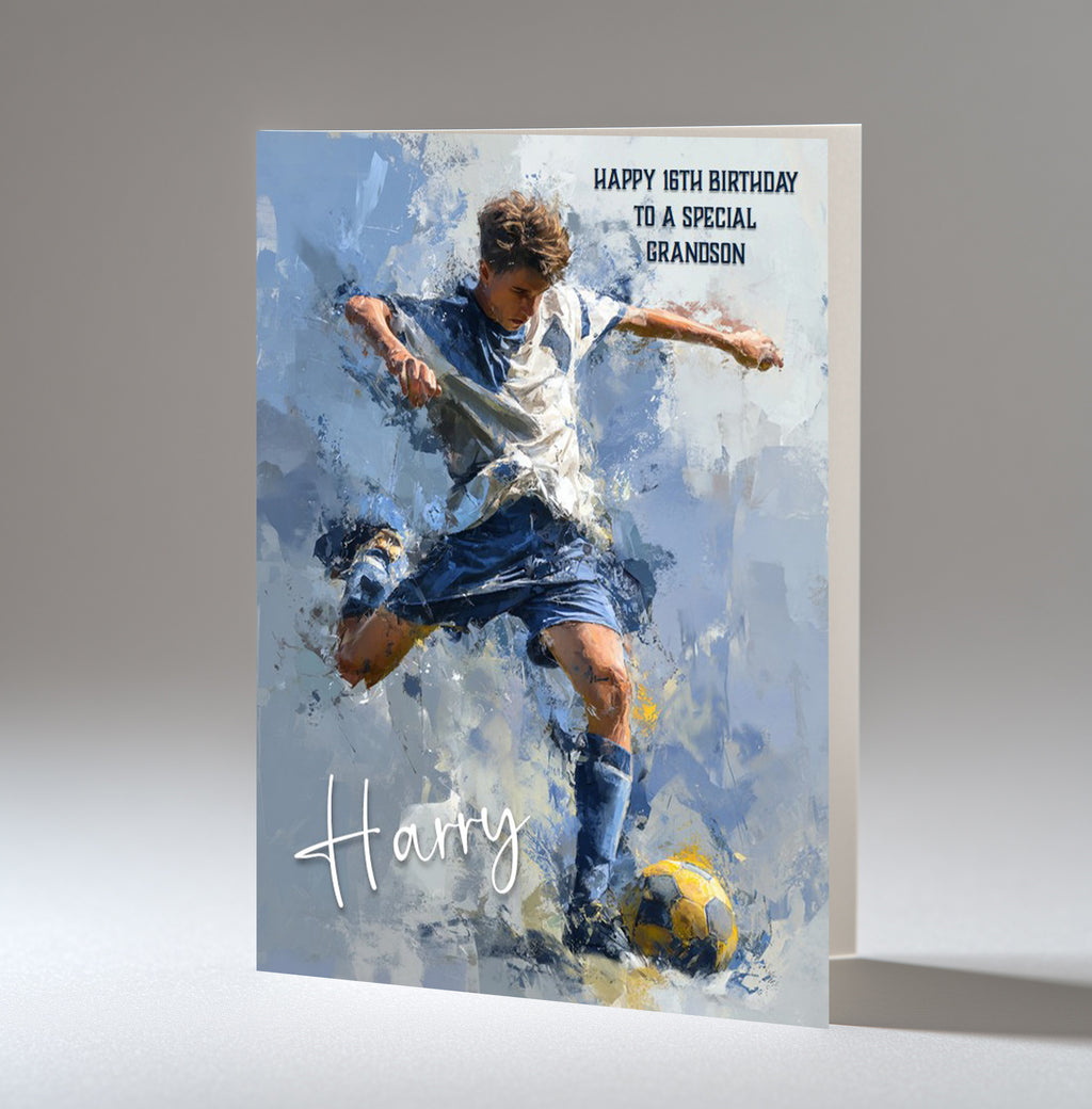 Football Birthday Card for Boys, Personalised, Son, Grandson Nephew A5 Size