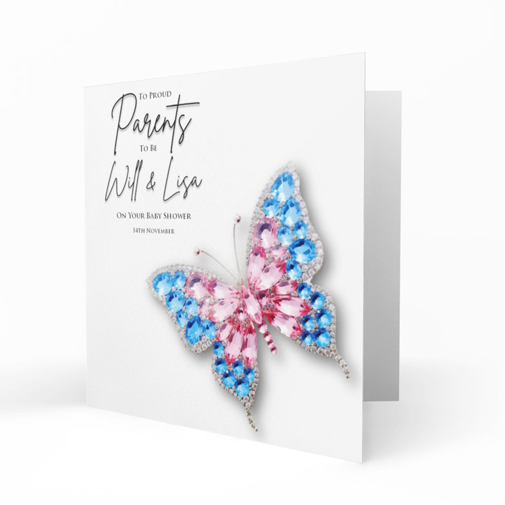 Personalised Baby Shower Card - Floral Butterfly