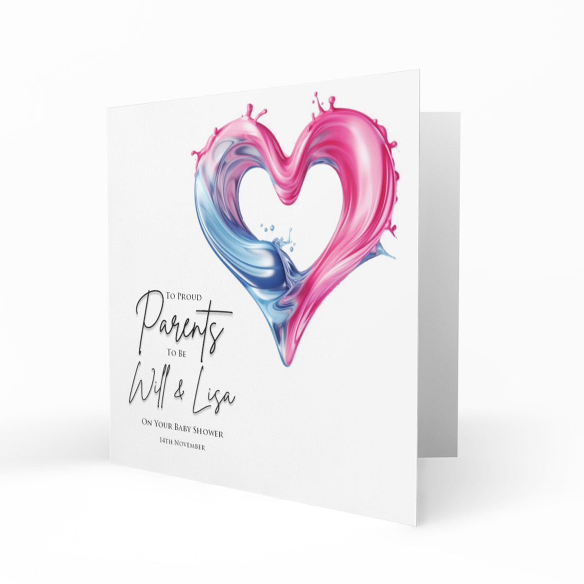 Personalised Baby Shower Card - Pink and Blue Heart