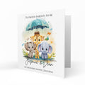 Personalised Baby Shower Card - Baby Animals under an Umbrella