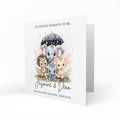 Personalised Baby Shower Card - Baby Animals under an Umbrella