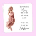 Personalised Baby Shower Card - Mum to Be in a Pink Dress - Blonde Hair
