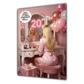 Personalised 20th Birthday Card - Girl at a Dressing Table - Blonde Hair