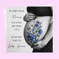 Personalised Baby Shower Card - Pregnancy Bump with Blue Flowers