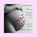 Personalised Baby Shower Card - Pregnancy Bump with Pink Flowers