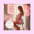 Personalised Baby Shower Card - Mum to Be at a Dressing Table - It's a Girl