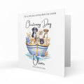 Personalised Christening Card - Puppies in a Blue Ark