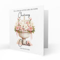 Personalised Christening Card - Pink Floral Cross and Font