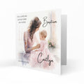 Personalised Baptism Card - Mother and Baby in Pink