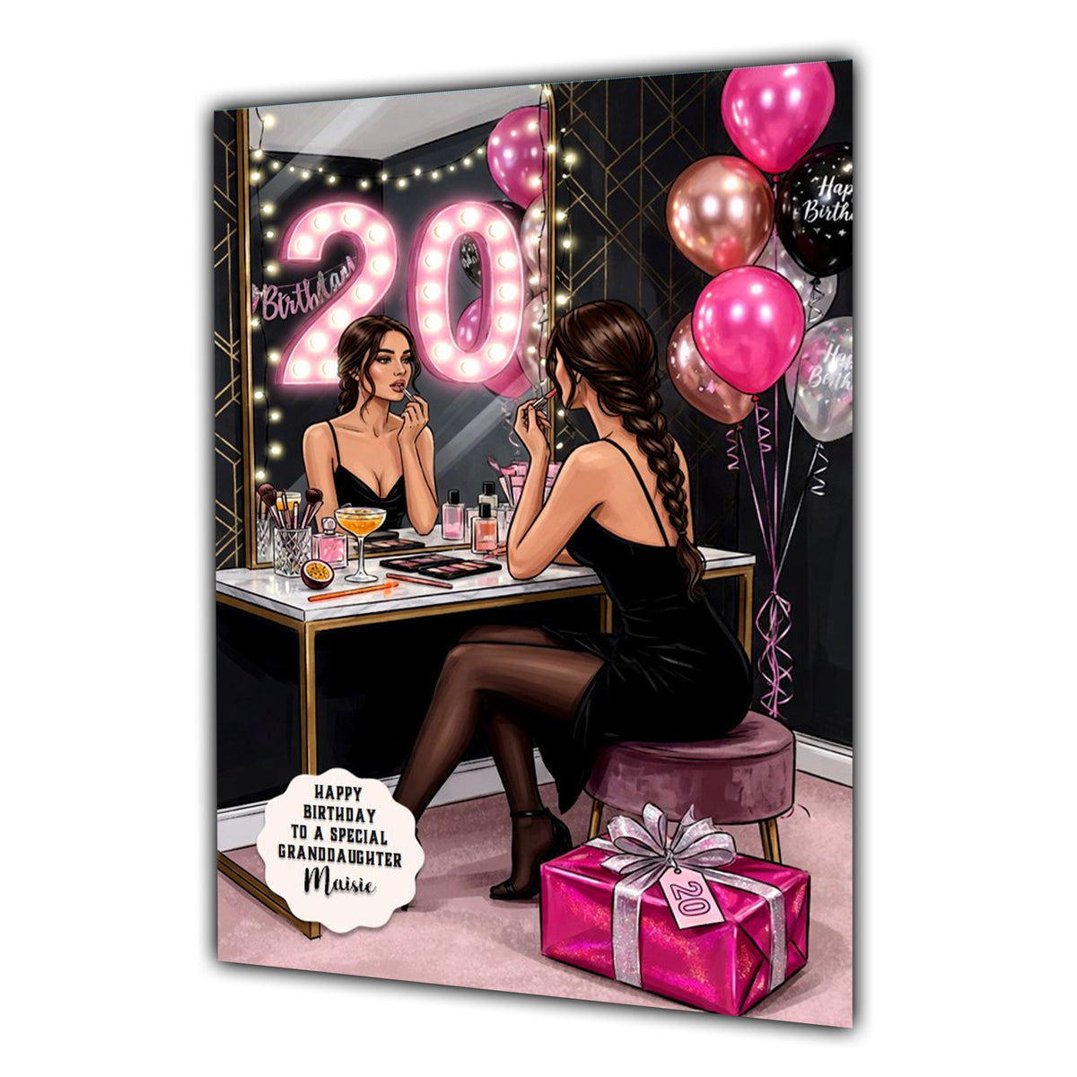 20th Birthday Card Girl, Granddaughter, Daughter, Niece, Large A5 Size