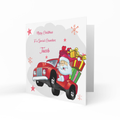 Personalised Christmas Card - Santa Driving a Red Car with Presents