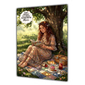 Personalised Birthday Card - Woman Reading under a Tree - Brown Hair